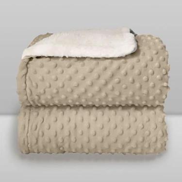 Imagem de Cobertor Donna Laço Bebê Plush com Sherpa Dots Bolinhas, Bege, 90X110
