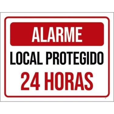 Imagem de Kit 5 Placas Alarme Local Protegido 24 Horas 36X46 - Sinalizo