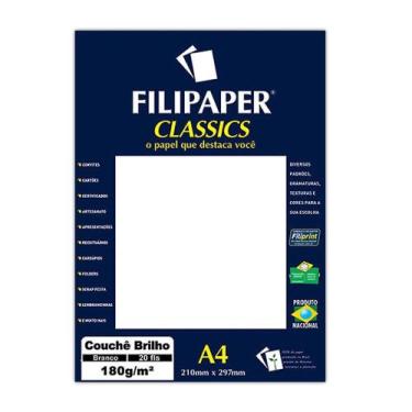 Imagem de Papel Couchê Brilho Branco A4 Filipaper 180G 20 Folhas - Filiperson