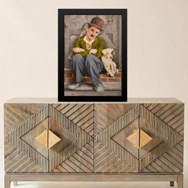 Imagem de Quadro Charlie Chaplin Com Cachorrinho 24X18Cm - Com Vidro - Quadros O