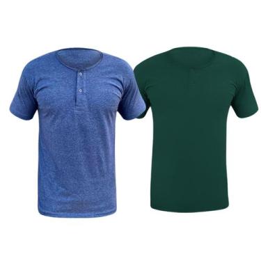 Imagem de Kit 2 Camiseta Henley Masculina Camisa Botões Gola Portuguesa Premium 