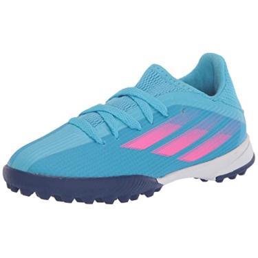Imagem de adidas Tênis de futebol unissex infantil X Speedflow.3, Sky Rush/Team Shock Pink/Branco, 5.5 Big Kid