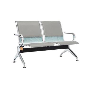 Imagem de Cadeira Longarina Com Est Cromada 2 Lugares Colors - Mak Decor, Cinza 