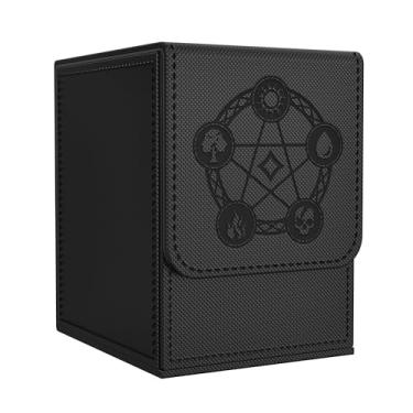 Imagem de Zettokete Card Deck Box with 2 Dividers, MTG Commander Deck Box Holds 100+ Double-Sleeved Cards, Leather Magnetic Deck Case Compatible with Magic TCG CCG Cards, Black