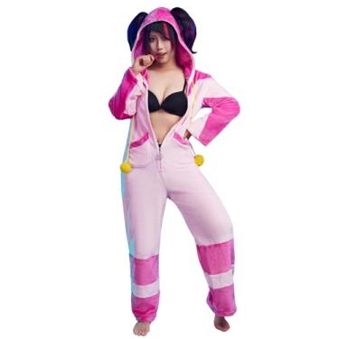 Imagem de Micotaku Street Fighter 6 oficialmente licenciado Juri cosplay fantasia macacão pijama pijama casa, rosa, P