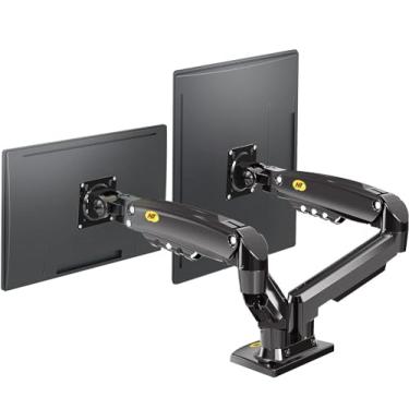 Imagem de NB North Bayou Suporte de mesa para dois monitores com movimento total giratório para duas telas de 4,4 a 27 polegadas com capacidade de carga de 4,4 ~ 9 kg para cada monitor F160