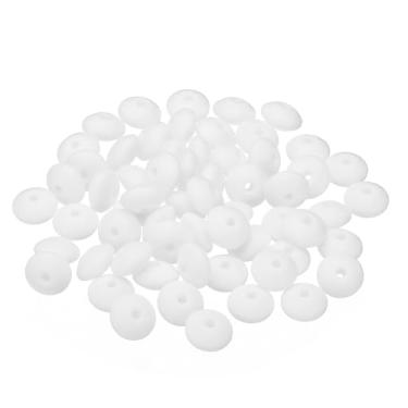 Imagem de PATIKIL Contas de silicone de 12 mm, 60 peças de contas de silicone a granel abaco espaçador contas de lentilha focal bonito para canetas, chaveiro, pulseiras, colar, branco