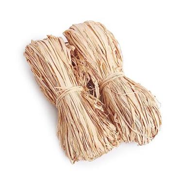 Imagem de GZXUNFA Fita de papel de ráfia natural de 100 g, fita de ráfia perfeita para tecelagem de artesanato, decoração de buquês de floristas, Natal, embrulho de presente, enchimento de caixa de presente, artesanato DIY (2 x 50g)