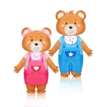 Imagem de Poen 2 Pcs Blow up Costume Inflatable Giant Baby Boy Girl Adult Costume Adult Inflatable Baby Costume for Cosplay Xmas(Bear)