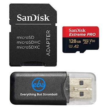Imagem de Cartão SanDisk 128GB Extreme Pro MicroSDXC UHS-I com adaptador compatível com câmera portátil Osmo Action 5 Pro (SDSQXCD-128G-GN6MA) Pacote com (1) leitor Everything But Stromboli MicroSDXC