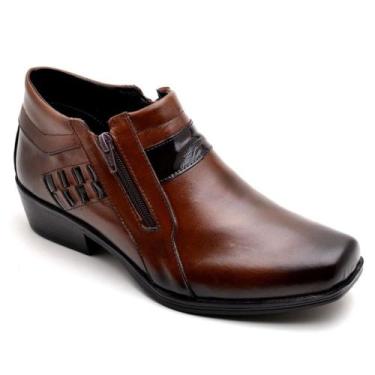 Imagem de Bota Masculina Couro Cano Curto Zíper Detalhe Costuras - Reta Oposta, 