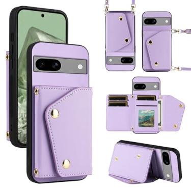 Imagem de Dibosom Capa carteira de luxo para Google Pixel 7A 5G 2023 com 5 compartimentos para cartão fina e alça de ombro, suporte para cartão de crédito de couro PU acessórios capa de celular para Pixel7A A7