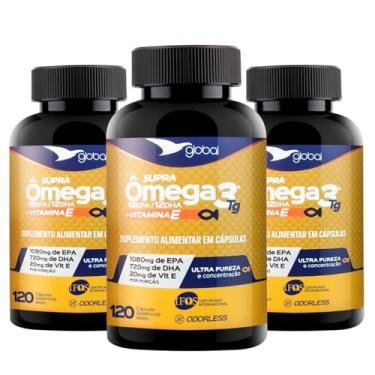 Imagem de Kit 3 Ômega 3 TG 18 EPA 12 DHA + Vitamina E Global 120 Cápsulas