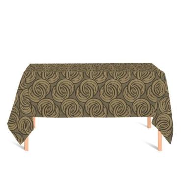Imagem de Toalha de Mesa Retangular em Tecido Jacquard Preto e Dourado Argolas T