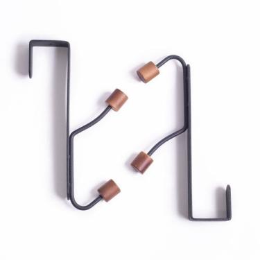 Imagem de Kit de 2 Cabideiros Ferreiro Com Gancho Para Porta Preto - Oikos