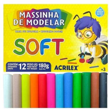 Imagem de Massinha de Modelar Acrilex Soft Abelinhas 12 Cores 180g