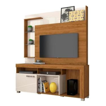 Imagem de Estante Home Theater Ícaro Para TV até 50 Polegadas Naturale e Off Whi
