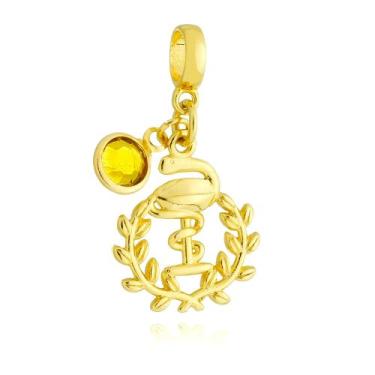Imagem de Berloques Profissões Profissão Com Cristal Strass Banhado a Ouro 18k -