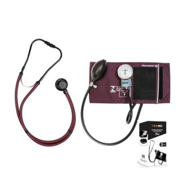 Imagem de Kit Ap. Pressão Esfigmomanômetro + Estetoscópio Black Pamed, VINHO BLA