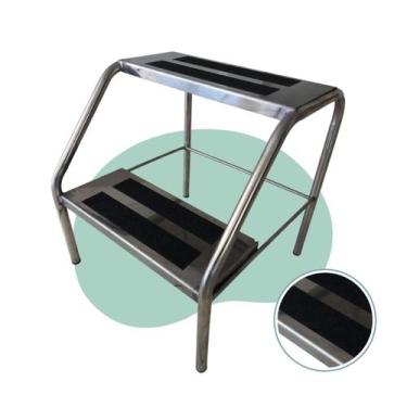 Imagem de Escada Escadinha 2 Degraus Hospitalar Estética Clinica Inox Depilação 
