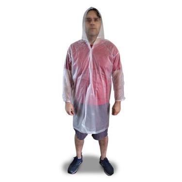 Imagem de Capa de Chuva Reutilizável Vinil 0,15 Transparente Com Capuz - SS, XG