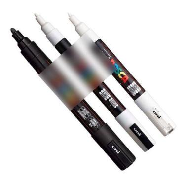 Imagem de Kit Posca PC1M e Pc-3M Branca E PC-5M Preta - Uni-Ball