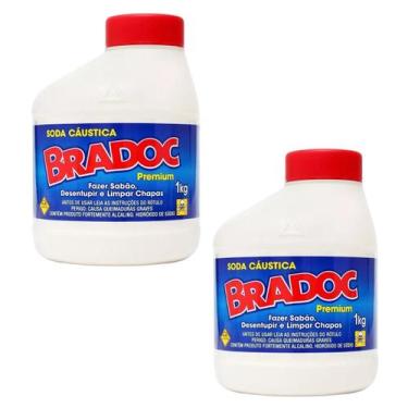 Imagem de Kit 2 Bradoc Soda Caustica Em Escamas Com 99% De Pureza 1kg