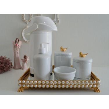 Imagem de Kit Higiene Bebe Porcelana Pote Gel Algodao Cotonete Termica - Ciranda