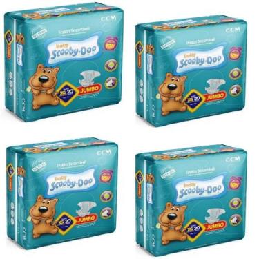 Imagem de Kit 4 PCT Fralda Descartável Scooby Doo Jumbo Todos Os Tamanho-(P)(M)(