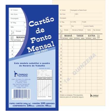 Imagem de CARTÃO DE PONTO MENSAL C/100UN. TAMOIO