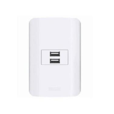 Imagem de 2 tomadas com porta usb 1a - 5v pl 4x2 branca linha canoa 1630 romazi