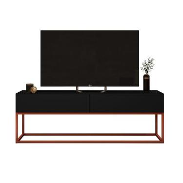 Imagem de Rack Para Sala de Estar Eros 1,40m Com Puxadores Modernos em Cava Pés 