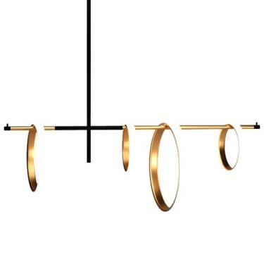 Imagem de Pendente Moderno Dumont Dourado Led 56w Magnetico - Tesla Store, Preto