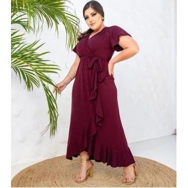Imagem de Vestido Longuete Cátia Moda Evangélica Feminina - Miss Flower, Vinho, 