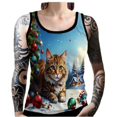 Imagem de Regata Camiseta Tshirt Natal Festas Gato Gatinho Fofo Neve 4 - Enjoy S