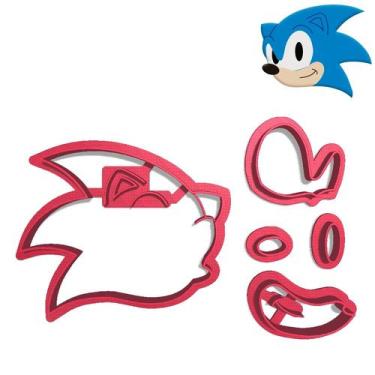 Imagem de Cortador Modular Sonic Game Infantil Cabeça Animal Ouriço 5,5cm - DOCE