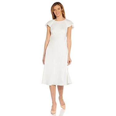 Imagem de Adrianna Papell Vestido feminino de cetim com babados e crepe, Marfim, 42