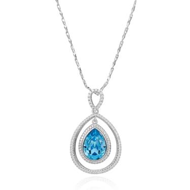Imagem de XUPING Colar de cristal feminino com pingente de gota de cristal, joia fina, prata delicada, colar de zircônia cúbica, aniversário, presente de dia dos namorados, Cristal, Cristal