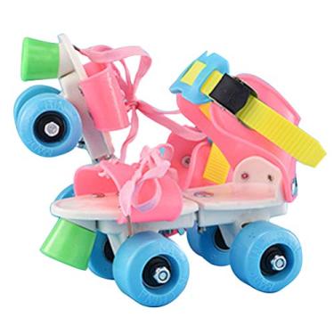 Imagem de Skateshoes, Patins Infantis Ajustáveis ​​de Plástico de Engenharia Com Fileira Dupla Com Rodas Deslizantes de Slalom Patins Inline 18-23cm (Rosa)