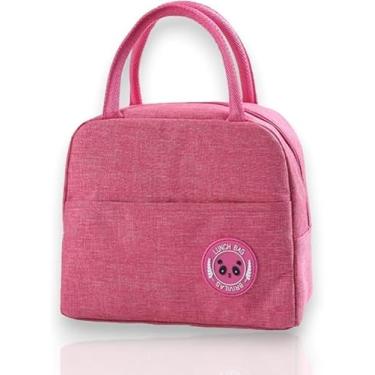 Imagem de Bolsa Térmica Portátil, Compacta e Leve para Alimentos, Conserva Temperatura, Zíper E Manta Térmica Laminada, Bolso Externo e Alça de Mão (Rosa)