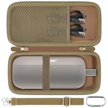 Imagem de co2CREA Capa de viagem rígida de substituição para alto-falante portátil Bose SoundLink Flex 2ª geração/Bose SoundLink Flex Bluetooth (capa marrom)