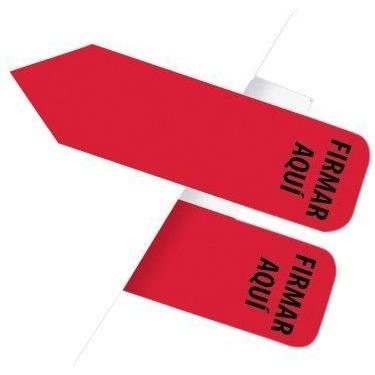 Imagem de Redi-Tag Bandeira de seta impressa, Firmar Aqui (Sign Here), idioma espanhol, vermelho, 1 pacote (82025)
