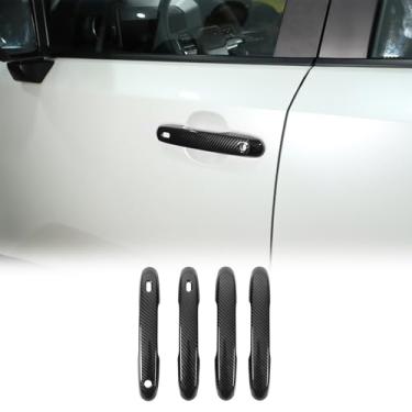 Imagem de Capa de maçaneta externa de carro compatível com Toyota Land Cruiser Prado 250/Lex@us GX 2024 2025, capa de maçaneta externa ABS moldura de acabamento de maçaneta externa, 4 peças (padrão de fibra de