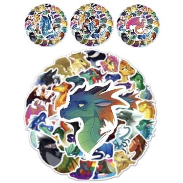 Imagem de 110 Pcs Wings of Fire Stickers - Waterproof Vinyl Kawaii Stickers for Wings of Fire Graphic Fans, Featuring Dragons from Books 1-15 by Tui Sutherland for Water Bottles, Party Favor, Student Rewards