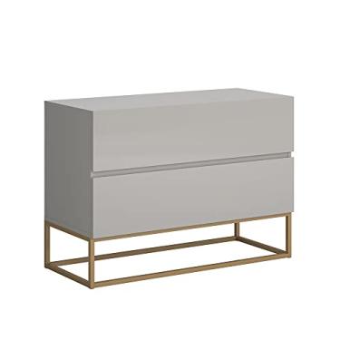 Imagem de mesa de cabeceira para quarto lateral da cama de casal eros 60cm largura com 2 gavetas estilo industrial dourado