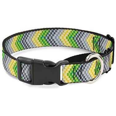 Imagem de Buckle-Down Coleira para cachorro verde verde-martingale Chevron Weave cinza/amarela, 3,81 cm de largura - serve para 40,6-58,40 cm de gola média