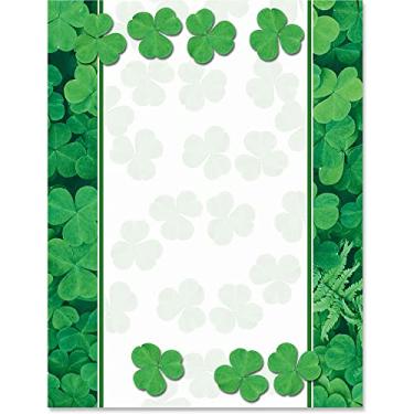 Imagem de Paperdirect Papel de papelaria com tema de férias Green Clover Spring St Patrick, papel de borda, papel timbrado 21 x 28, 25 folhas, papel de escrita premium elegante, papel decorativo para impressora