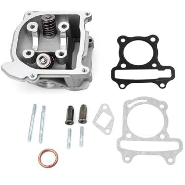 Imagem de Mokuo GY6 Conjunto de cabeça de cilindro de 47 mm/1,85" com válvulas de 69 mm em material de liga de alumínio, apto para scooter chinês ciclomotor ATV Go Kart 4 tempos 139QMA 139QMB GY6 80cc motor,
