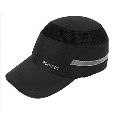 Imagem de Boné Bump Bump de Segurança Leve - Boné Protetor Estilo Beisebol Respirável com Listras Reflexivas, M18103H-Black-Long Brim, Preto, Long Brim