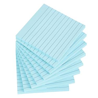 Imagem de Vanpad Notas adesivas forradas 10 x 10 cm, almofadas autoadesivas pautadas em azul claro, fáceis de colocar para casa, escritório, caderno, 8 blocos/pacote
